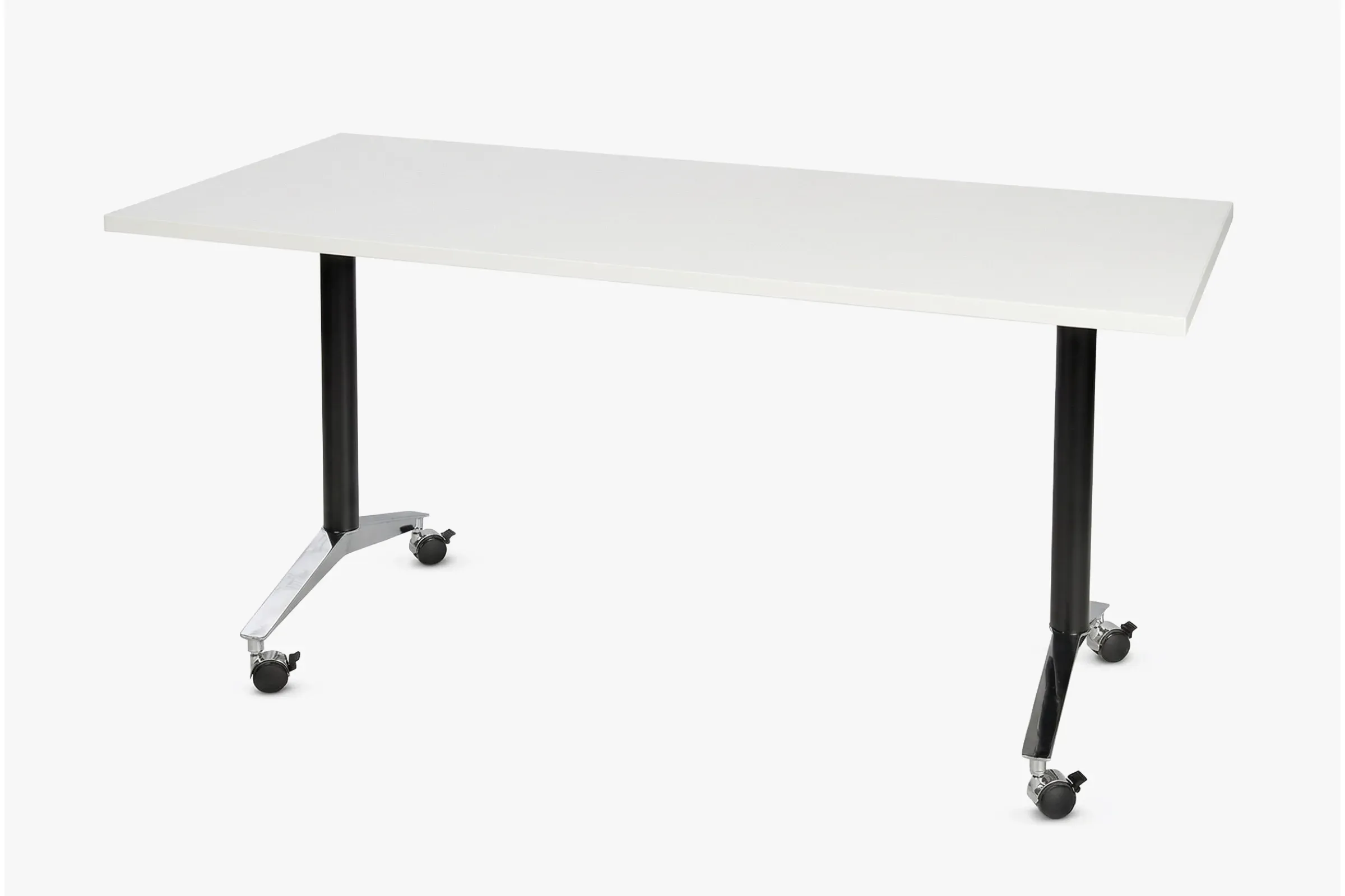 Klapptisch JANUS mit Tischblatt RAL 7047 und Gestell RAL 9005 von ADUKA